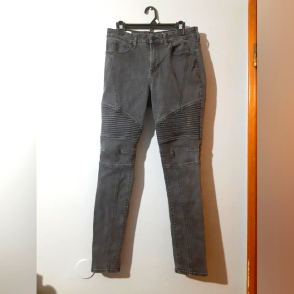 Pacsun Men's Stacked Skinny Denim Jeans Black Size 31/30 Bikercore